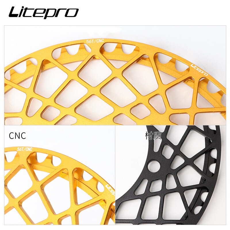 Litepro Spider Bicycle Chainring for Brompton Folding Bike MTB Road Bike Chain Wheel Crank 53/56/58T 130BCD Ultralight CNC