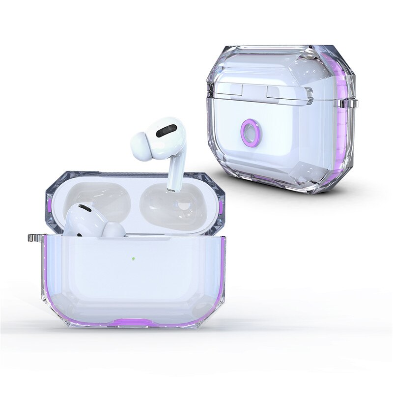 Für Apple AirPods2 Fall Klar Transparent Silikon Stoßfest Schutz Abdeckung für Funda AirPods 2 Pro Earpods Fall Zubehör: For AirPodsProPurple