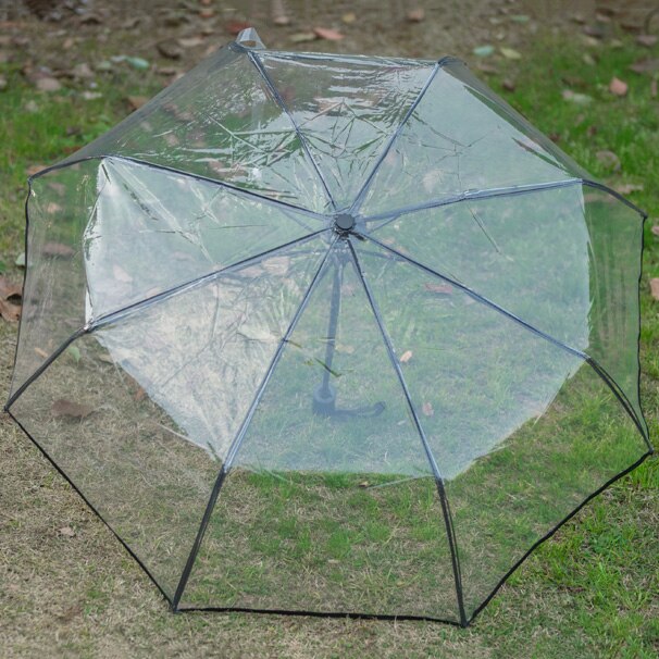 Gennemsigtig paraply automatisk paraply regn kvinder mænd sol regn auto paraply kompakt foldbar vindtæt stil klar paraply