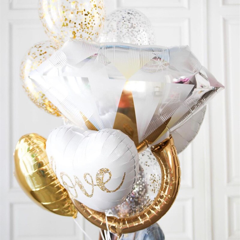Diamond Ring Foil Balloons LOVE Ballon Inflatable Wedding Party Decoration Helium Air Ballon Valentines Day Bachelorette Supply