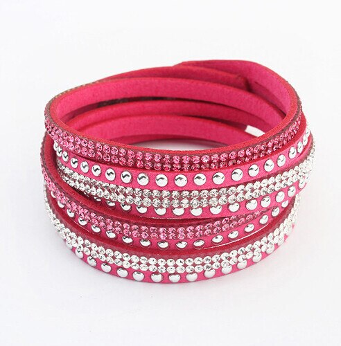 F&U Famous Brand Bracelets Crystal Rivet Multilayers Bracelets Little Swan Brand Different Color Bracelets for Women: Rose