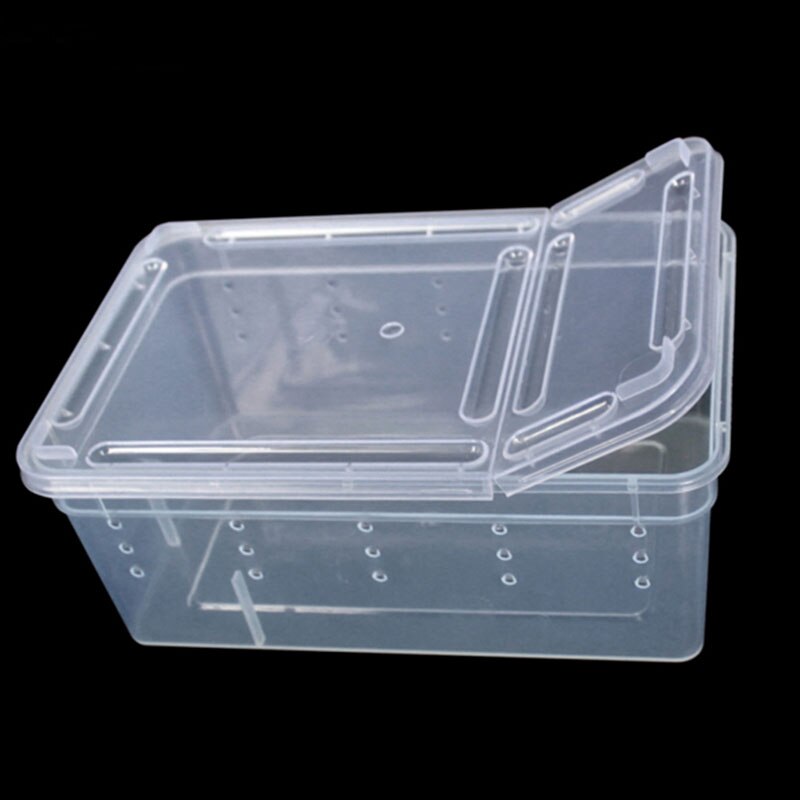 nueva caja de plástico transparente reptil de insectos transporte de cría de alimentos vivos caja de alimentación