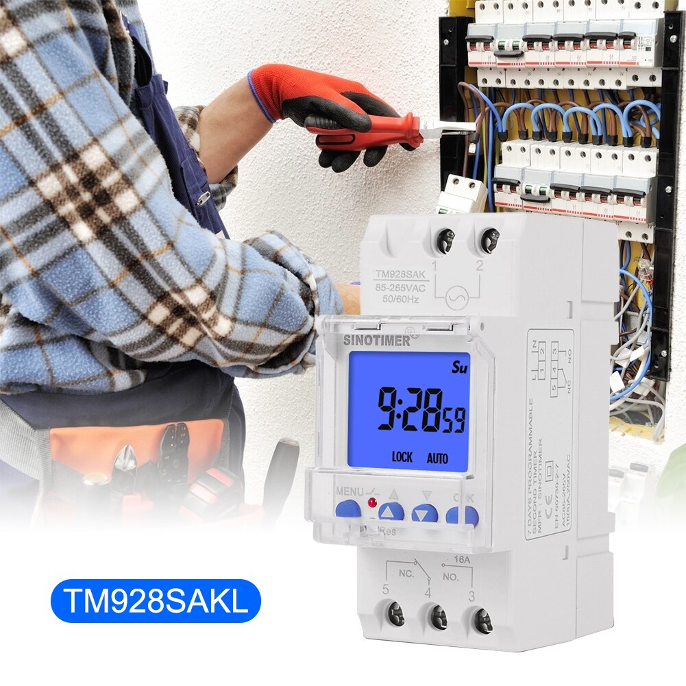 Weekly Programmable Digital Timer Switch LCD Time Relay DIN Rail Mount Cycle Time Controller DIN Rail