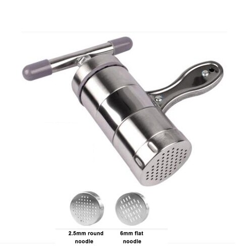 Manual noddles pasta maker stainless steel noodle pressing making machines Spaghetti pasta cutter Home kitchen cooking tools: 2 moulds