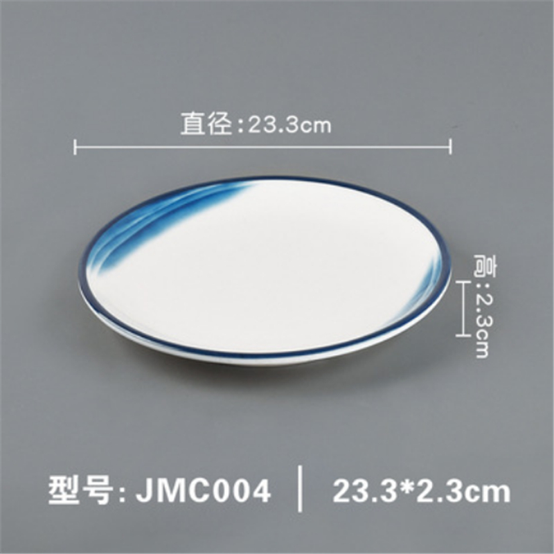 Melamin hav blå hvid service phnom penh geometri service keramisk fad porcelæn dessert porcelæn kage tallerken: 23.3 x 2.3