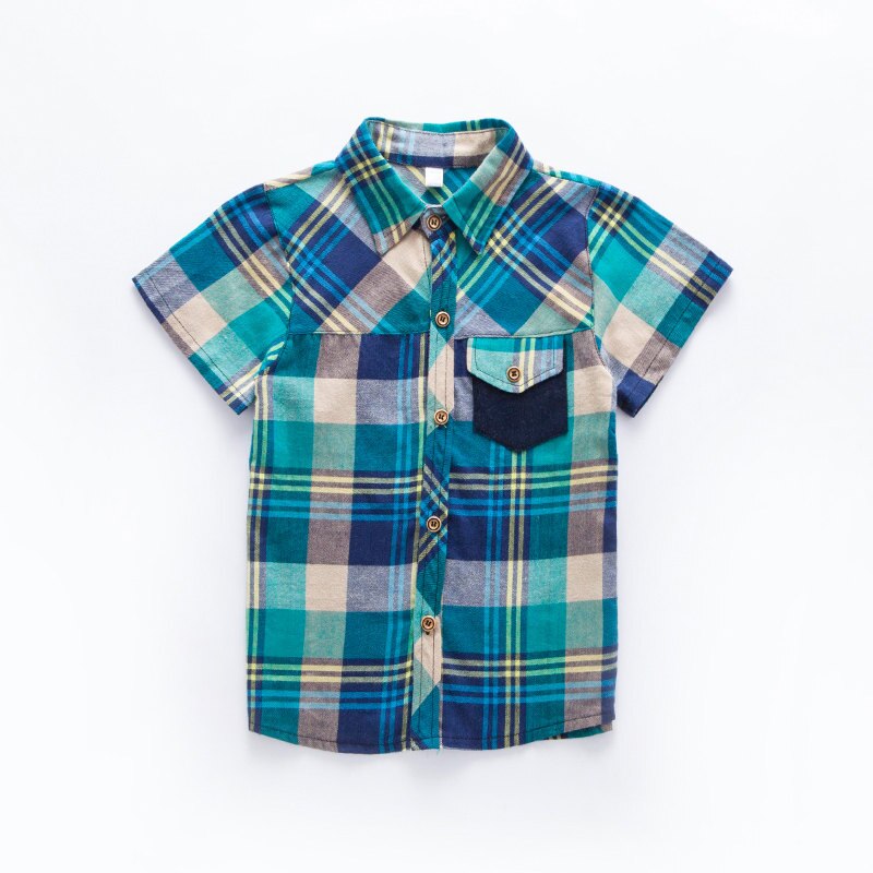 Camisas a cuadros para niños, ropa de algodón cómoda con cuello vuelto, manga corta, 5, 7, 9, 11, 13, 14 años, de verano