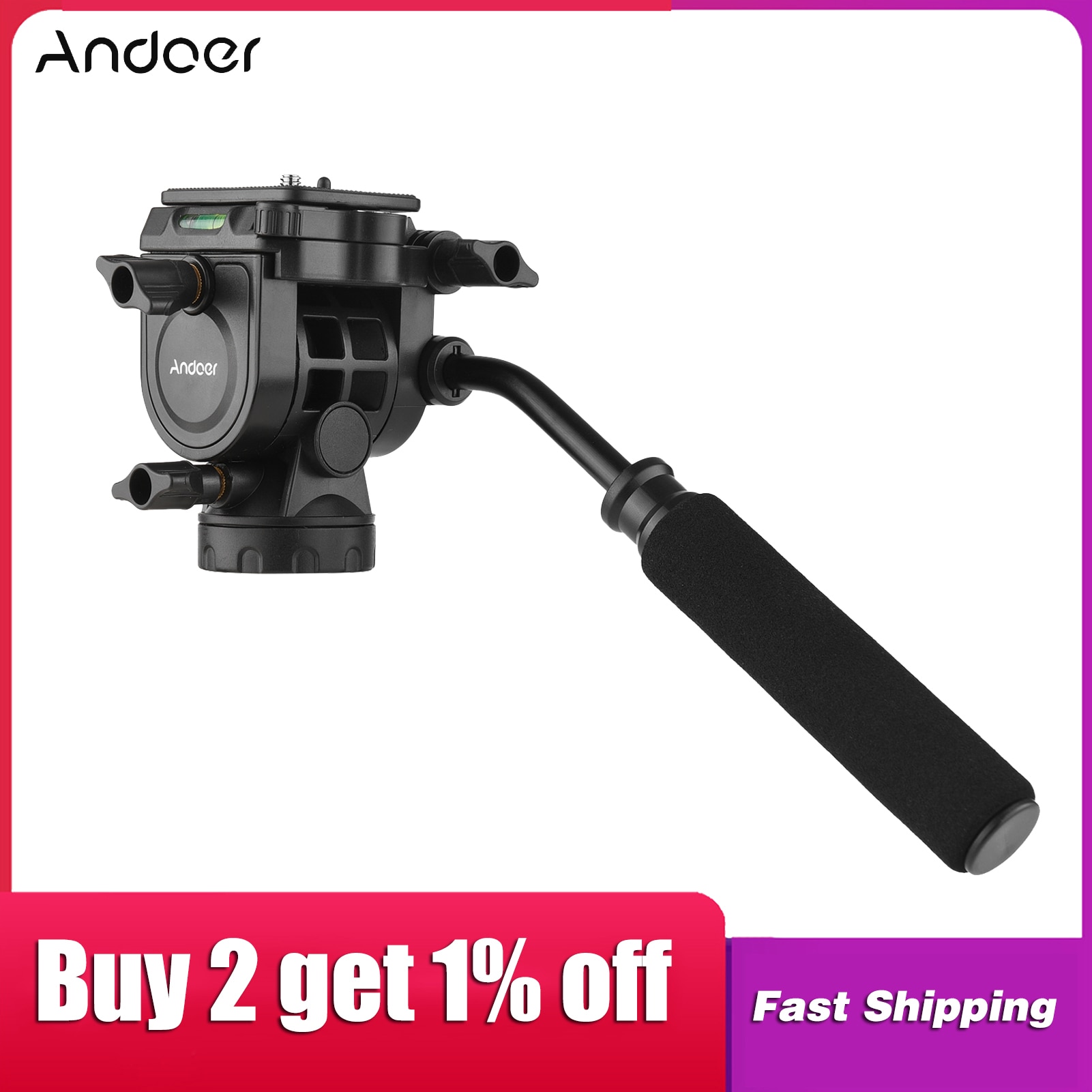 Fluido Idraulico Testa A Sfera Fotografia Panoramica con la Maniglia per 1/4 pollici Vite Videocamera Portatile Della Macchina Fotografica e 3/8 pollici Monopiede Treppiede
