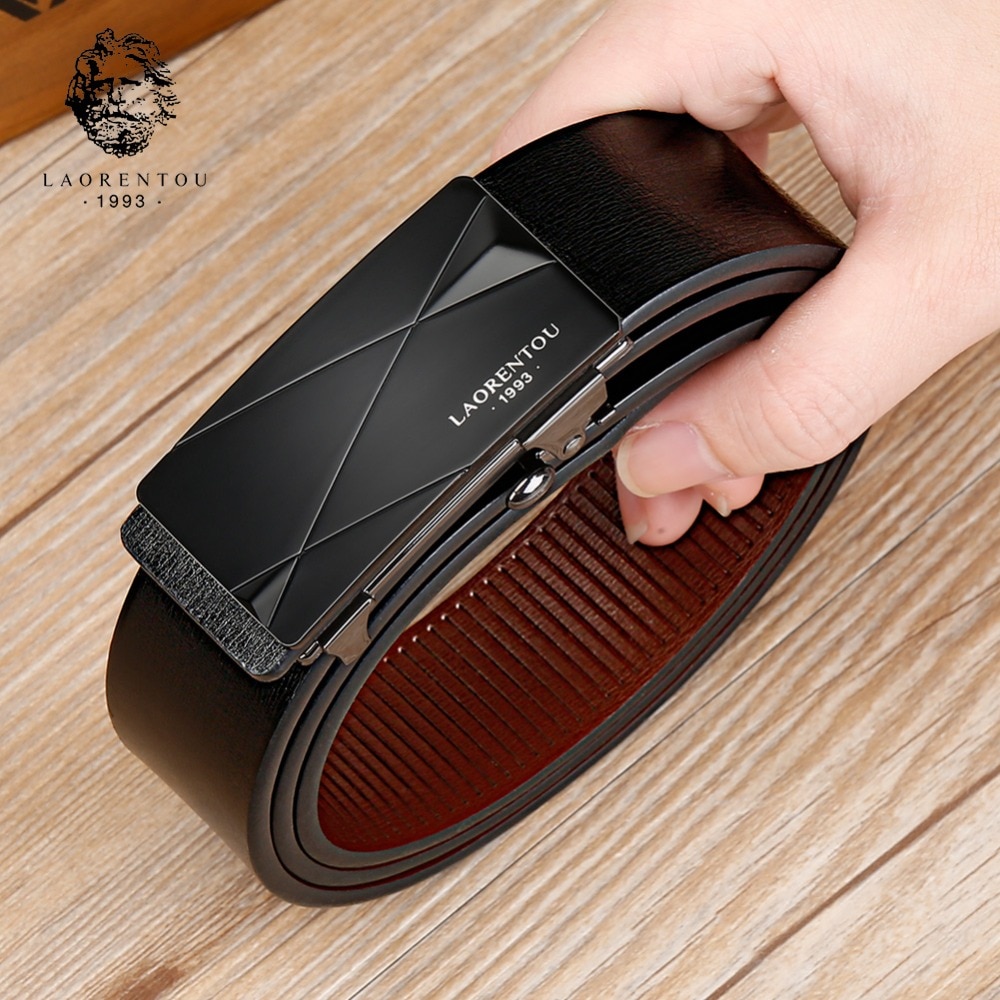 LAORENTOU Brand Men Male Cutable Belt Man's Belts with Buckle Gentleman Belt Split Leather Replacement Belt