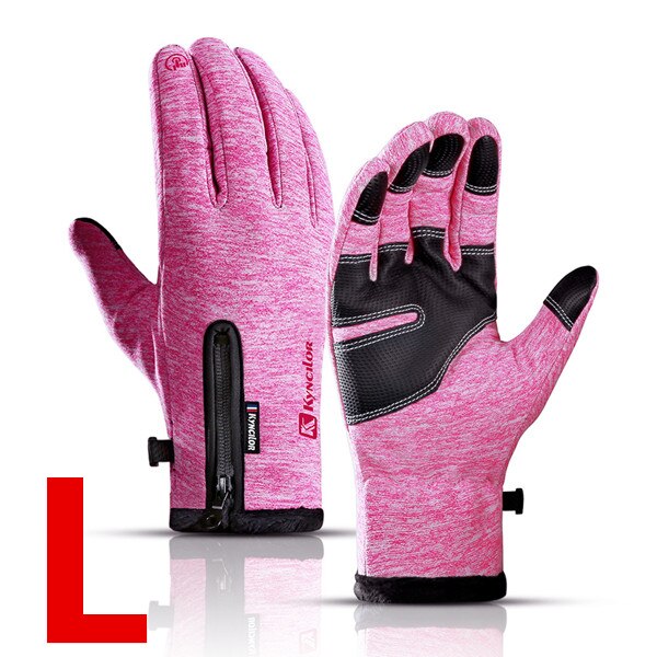 XiaoMi mijia outdoor sports gloves winter warm plus velvet fingertips touch screen splash-proof riding gloves for men and women: Pink L