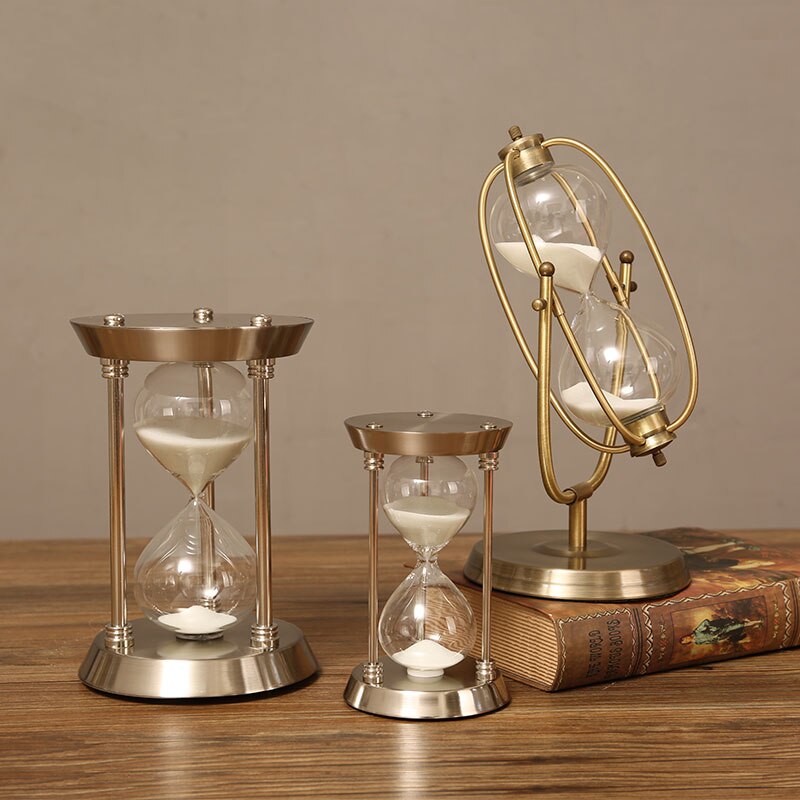 Metal Hourglass Timer Home Desktop Decor Hourglasses Countdown Decoration Timing Hourglass Crafts Home Office Decorations