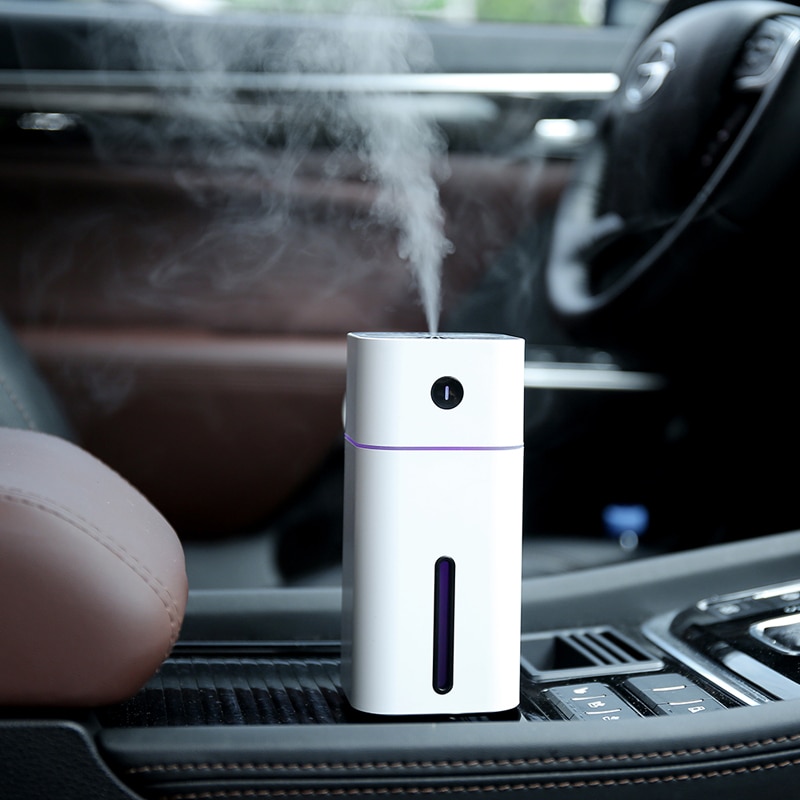 Difusor de aceites esenciales, Mini humidificador cuadrado D ultrasónico, purificador de aire, Luz LED nocturna, ambientador de coche USB para oficina