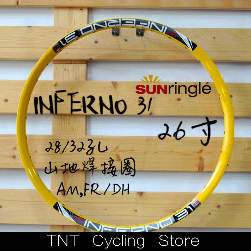 26 " 27.5 " 29er Sunringle Inferno 23 25 27 29 31, 24H 28H 32 Holes Mtb Bicycle Rims Mountain Bike Circle For Xc Trail Am Fr: INF31 26ER 32H YELL