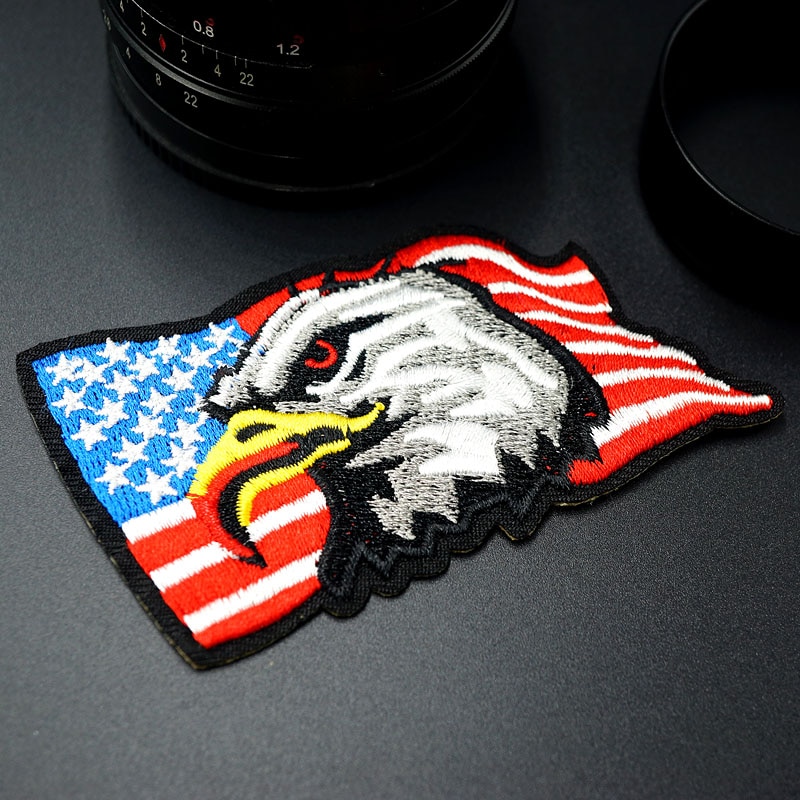 Eagle Size: 5.1x9.0 cm Geborduurde Patch voor Kleding Ijzer op Naaien Applique Leuke Stof Kleding Schoenen Tassen DIY Decoratie Patches