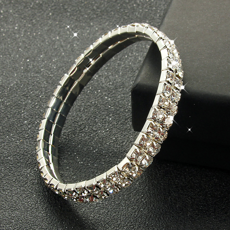 Bracelets et Bracelets en strass couleur argent multi-styles, Bracelet de mariée de mariage, extensible, bijoux pour femmes