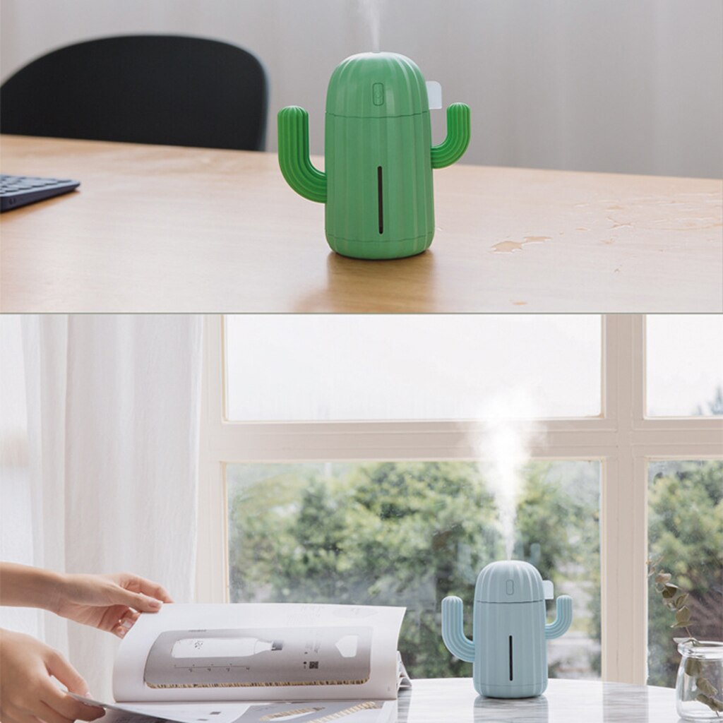 Mini humidificateur d&#39;air Cactus mignon 340ML, diffuseur de brume de veilleuse