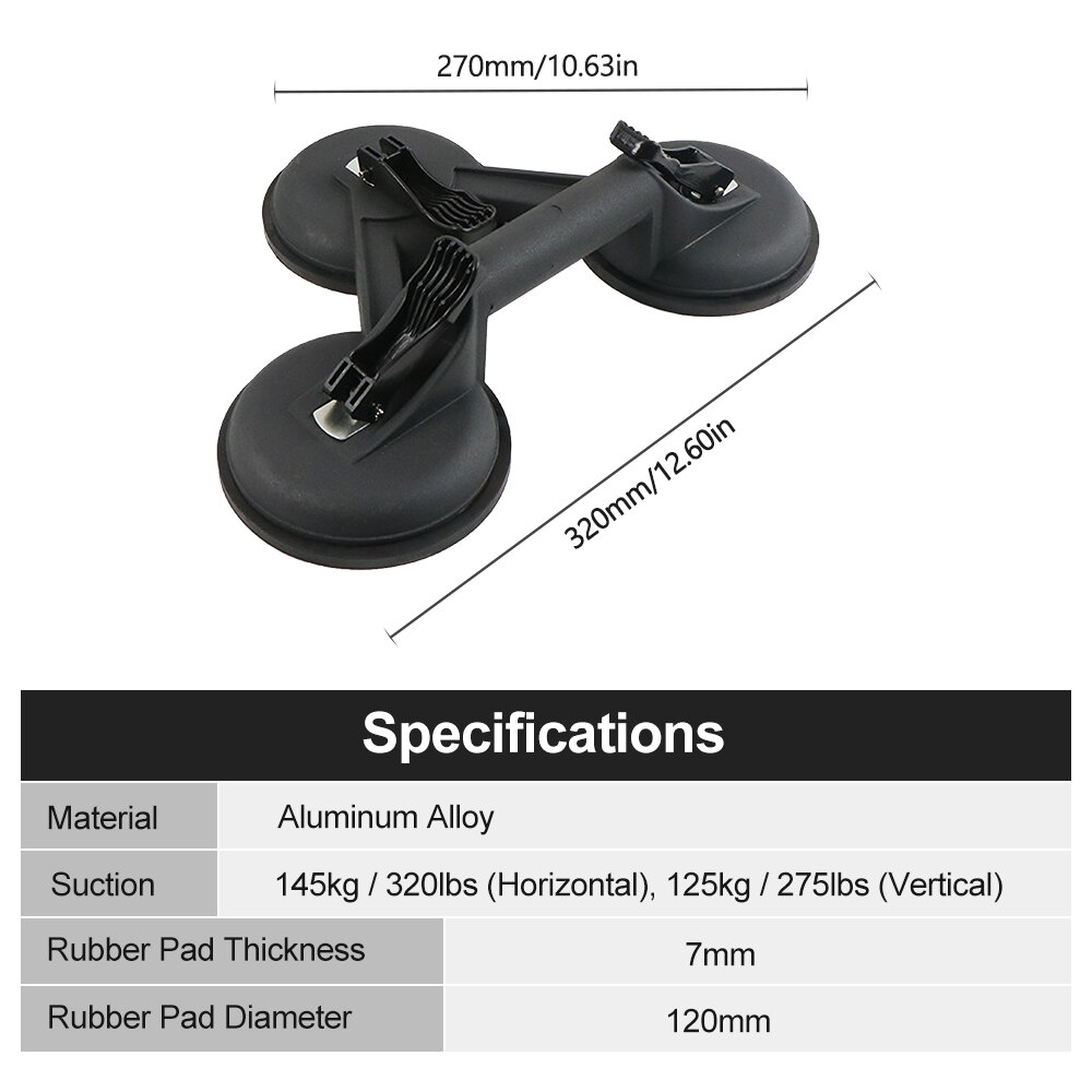 Glas Zuignappen Zware Aluminium Glas Zuignap Lifter Met Dikke &amp; Grote Rubberen Pad Voor Lifting Moving