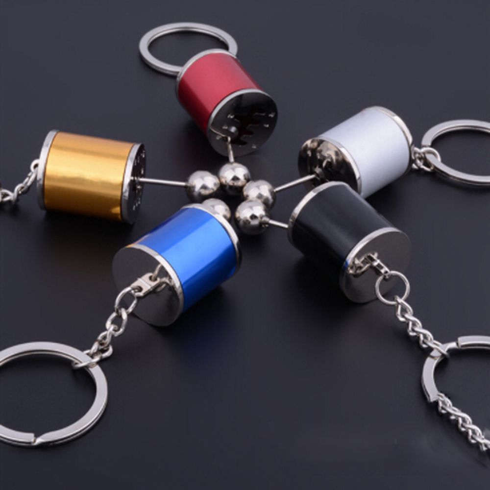Bil nøglering ring trinket 6- trins gear gear monteringshåndtag nøglering skifte racing tuning mini model biltilbehør