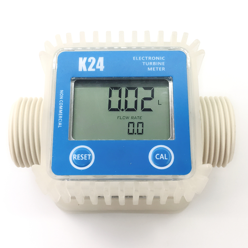 K24 Elektronische Turbine Flow Meter Sensor Voor Diesel, Ureum, Kerosine, Benzine, Water, Lichte Olie: Horizontal blue face