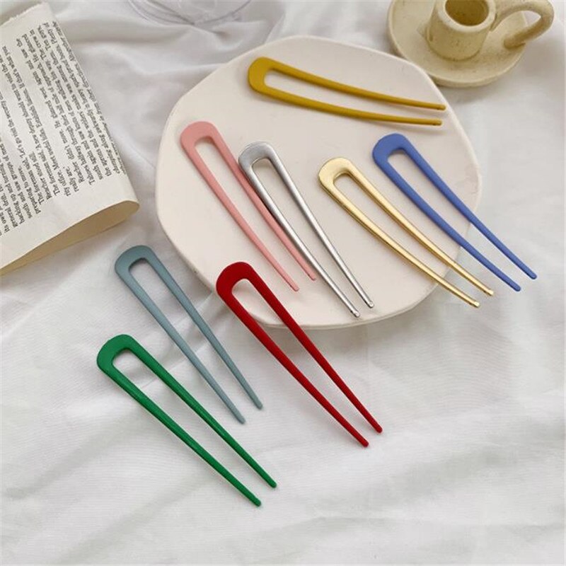 Horquilla en forma de U para el pelo para mujer y niña, pinzas para el pelo en forma de U de estilo francés, pasadores de varillas en U de concha de tortuga, accesorios de peinado