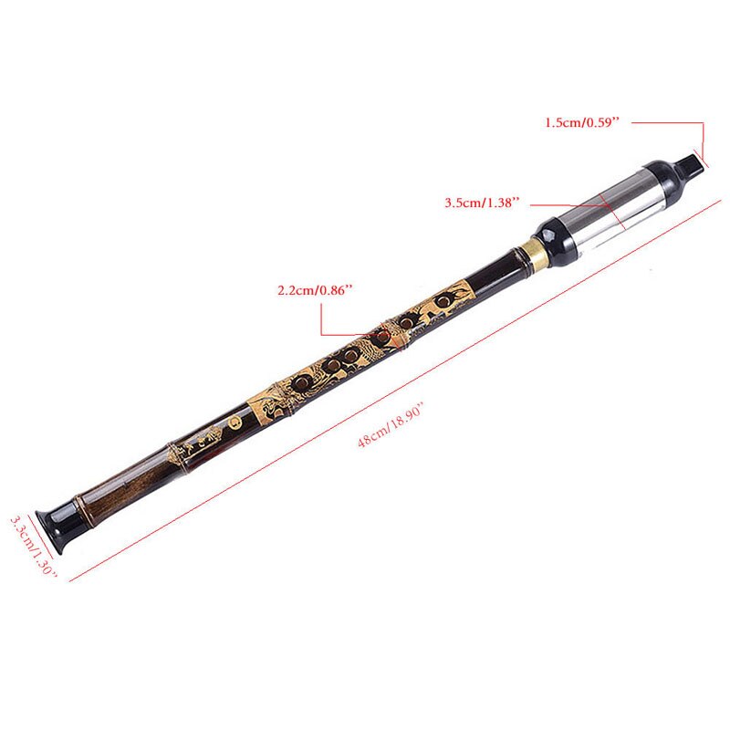 1Pc Chinese Ethnic Instrument Black Bamboo Bawu Pipe BaWu Flute Tune G Detachable Whosale&amp
