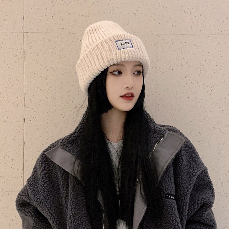 Enorme cappello di lana donna inverno addensare berretti circonferenza della testa grande cappello freddo cappello di lana spesso cappello lavorato a maglia fuori misura