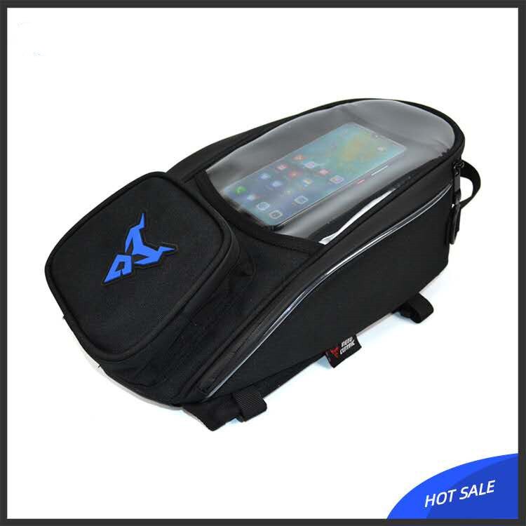Bolsa de tanque de Motor a prueba de agua para teléfono, bolso de hombro para motocicleta, bolsa de tanque de combustible para Motocross, mochila magnética, color negro: black blue