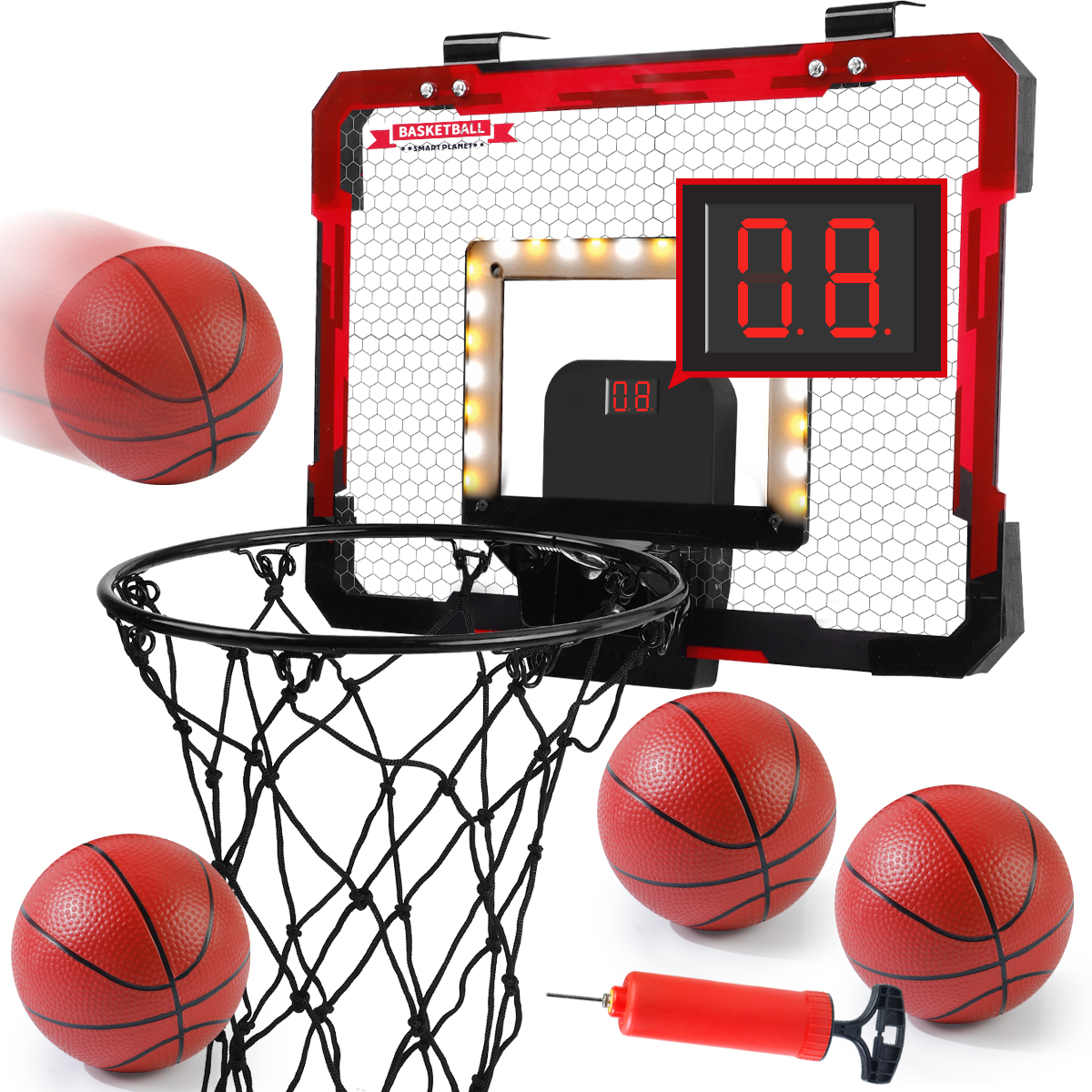 Indoor Kids Basketball Hoop, Dunkable Mini Basketball Hoop Over-the-Door, Teen Toy, Halloween/Christmas/Thanksgiving