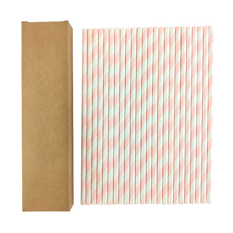Eco-friendly Paper Drinking Straws Disposable Drinking Straws Single Use Cocktail Foil Stripe Biodegradable Paper Drinking Straw: 24pcs in Fleshcolor