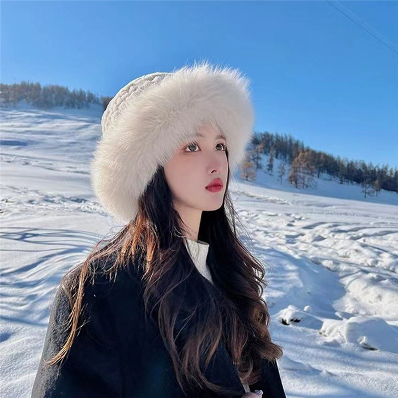 Hacken-Damen-Eimerhut, Plüschschutz vor Kälte, modische Wintermütze für Damen, Wintermütze – Schwarz: Ursprünglich Titel