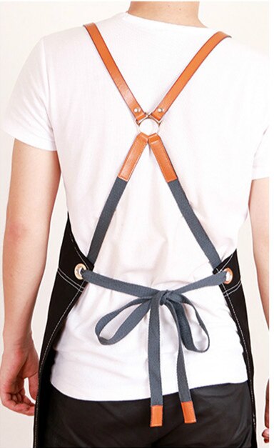 Denim Kitchen Aprons for Chef Work Clothes Cooking Baking Bar Apron with Pockets Cafes Beauty Nails Bibs Studios Uniform