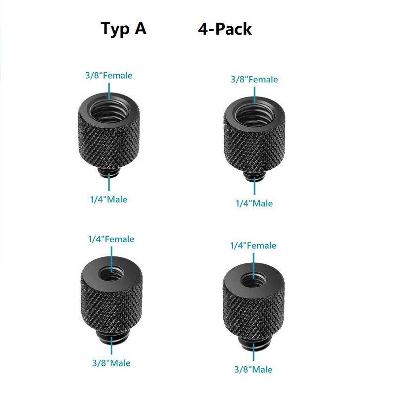 Camera Screw Converter Adapter Kit 1/4 Male Screw 3/8 Female Screw Adapter Cold Shoe Shoe Adapter Camera Accessories Kit: Typ A