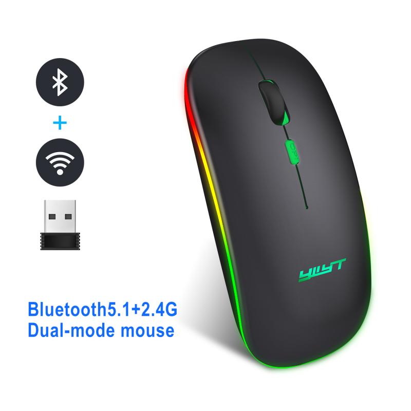 Wireless Computer Mouse Bluetooth 5.1 USB 2.4 Rechargeable Mause Silent Mause For Laptop RGB Ergonomic Wireless Mouse