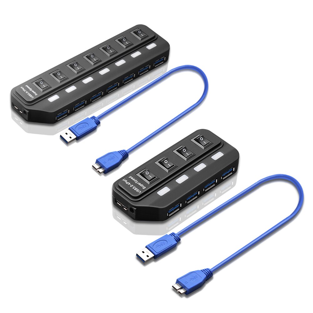 4/7 porter usb 3.0 hub multi usb splitter med individuelle strømbrytere for pc bærbare smarttelefon ekspansjonskonverter