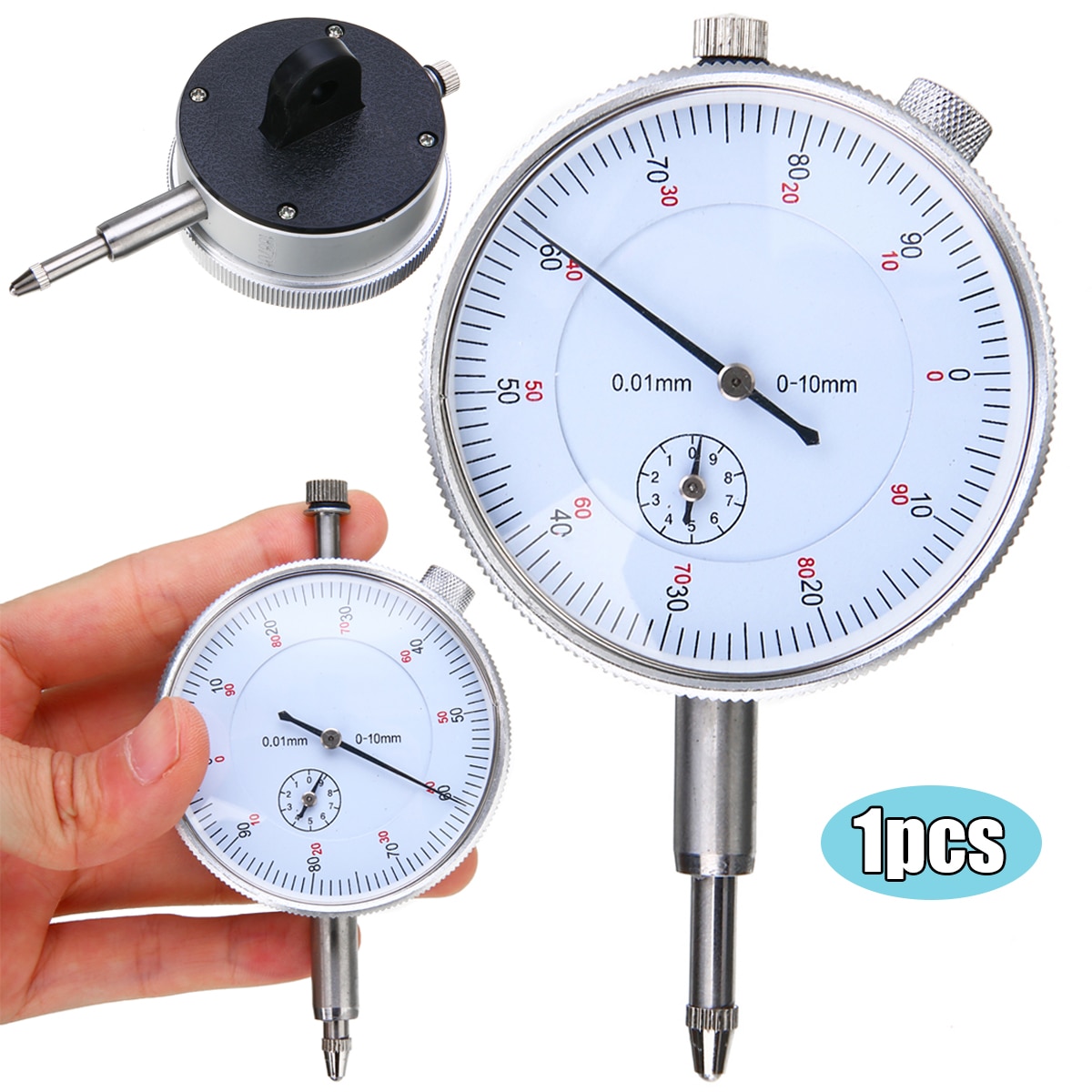 1pc High Precision 0.01mm Accuracy Indicator Gauge 0-10mm Dial Meter Precise Resolution Indicator Measurement Instrument Tools