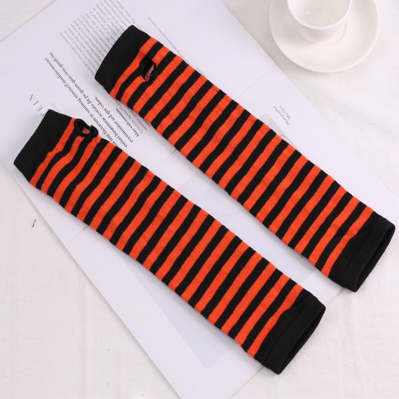 Summer Women Men stripe Print Wrist Arm Warmer Thin Stretchy Summer Sun Protect Long Arm Warmer Elbow Gloves Sleeves: style 4