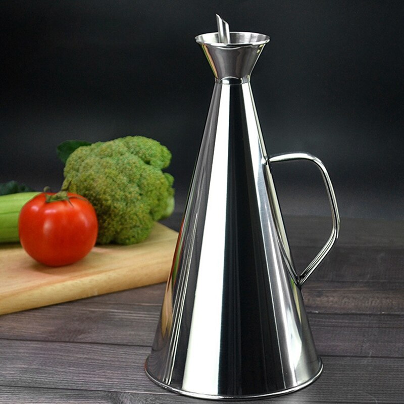 Stainless Steel Olive Oil Bottle Vinegar Sauce Seasoning Dispenser Condiment Storage Container For Kitchen: 500ML
