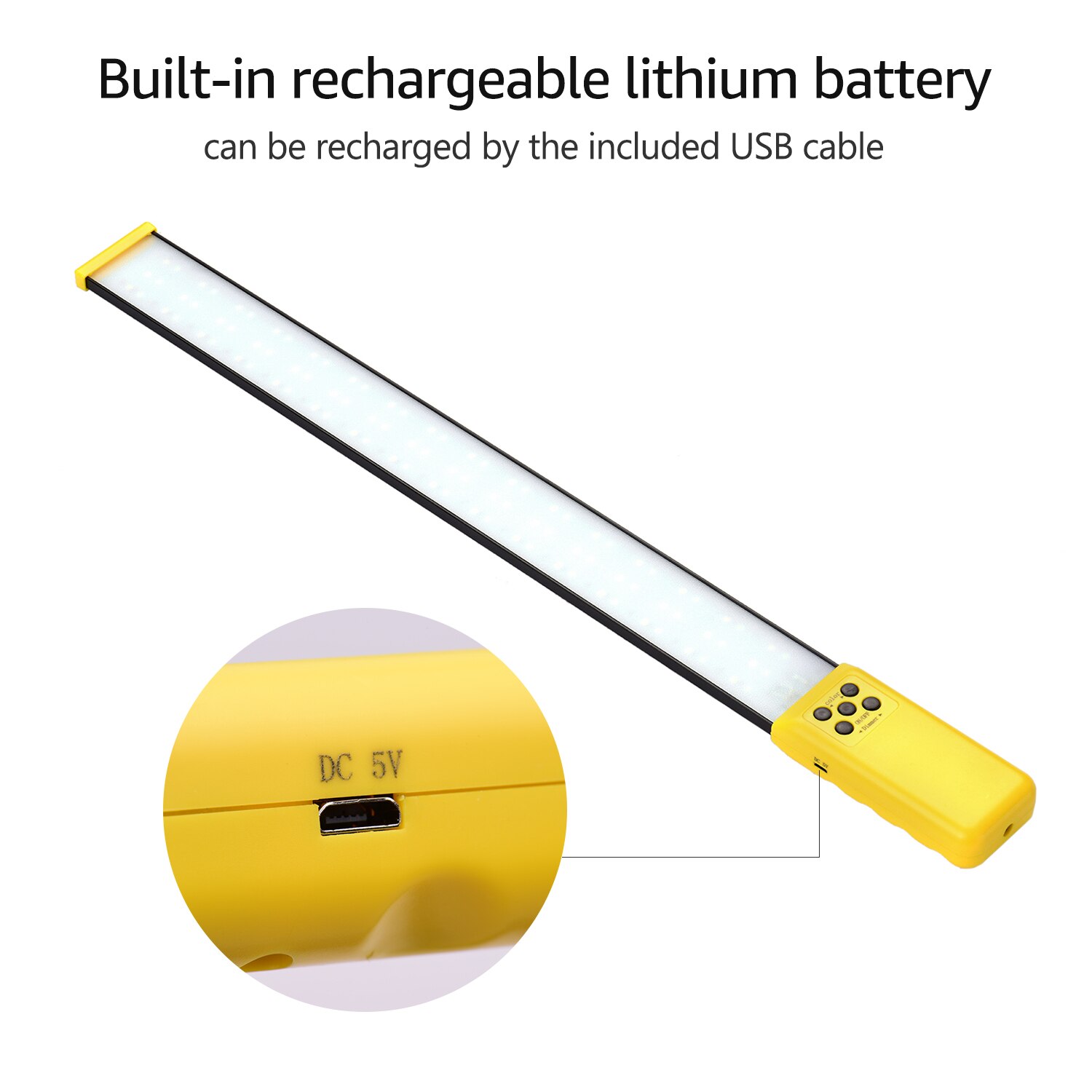 Lightweight Handheld LED Light Tube Photography Fill-in Light Lamp 3000K-5700K Dimmable CRI95 Built-in Rechargeable Battery