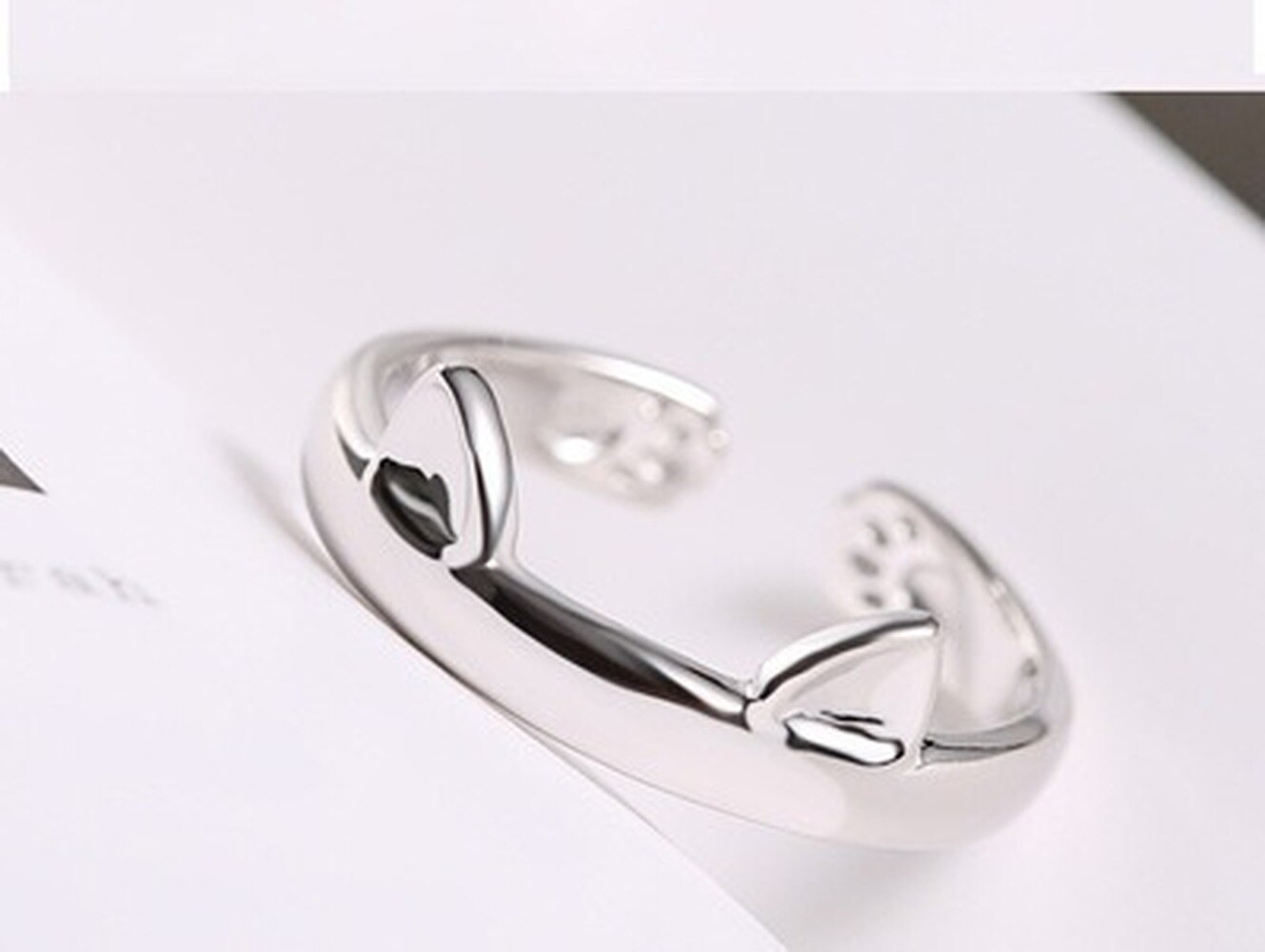 Zilver Kleur Kat Oor Vinger Ring Open Leuke Mode-sieraden Ring Voor Vrouwen Jong Meisje Kind Verstelbare Ring