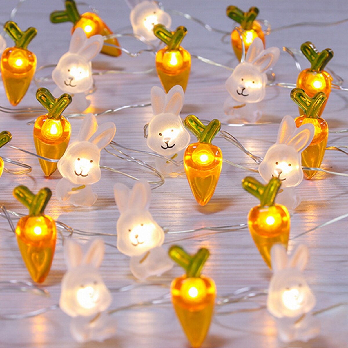 Easter LED Bunny String Lights Easter Decoration For Home Carrot Rabbit Fairy Light Supplies Happy Easter Party Favor