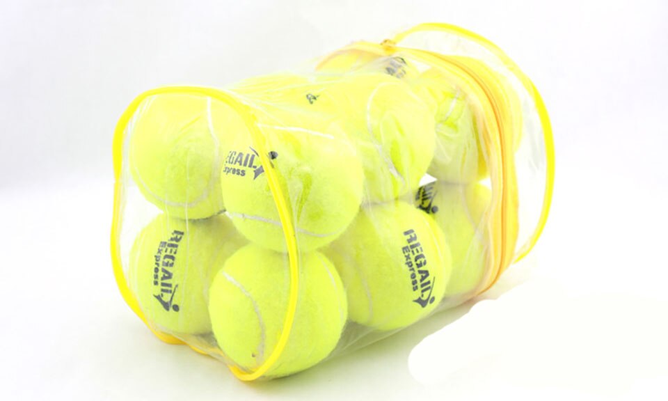 12 stk/lot elastisitet tennisball for trening sport gummi ull tennisballer for tennistrening med gratis bag: 12 ball mye