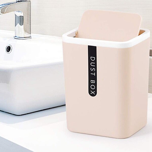 Skrivbordspapperskorg för kontor skrivbord soffbord kök soptunna plastkropp skaka lock hink liten papperskorg