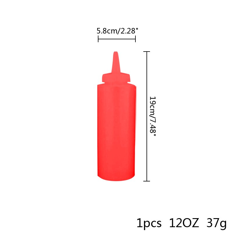 Botella de plástico de alimentaria para cocina, botella exprimible de 8OZ/12OZ/24OZ, para salsa de aceite de oliva, Ketchup, Mustard, Mayo, utensilios para barbacoa: 1pcs 12oz red