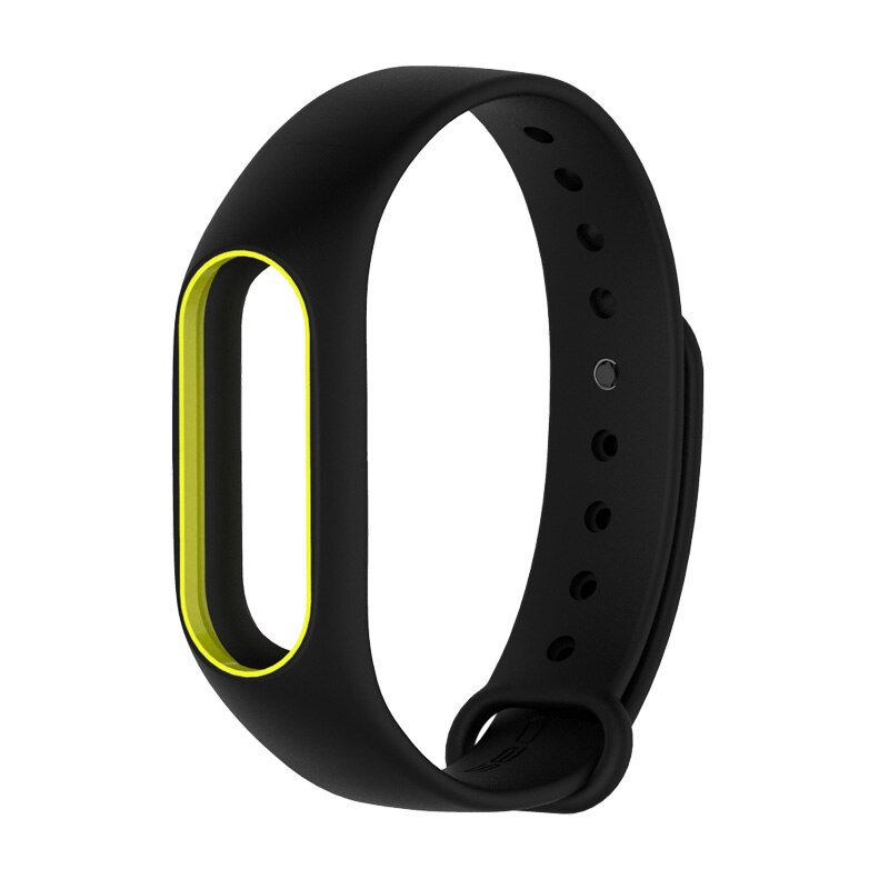 Mijobs Mi Band 2 Strap Silicone Bracelet Wristband Smart Band Accessories wrist mi band2 black Strap for Xiaomi mi band 2 Strap: Black yellow