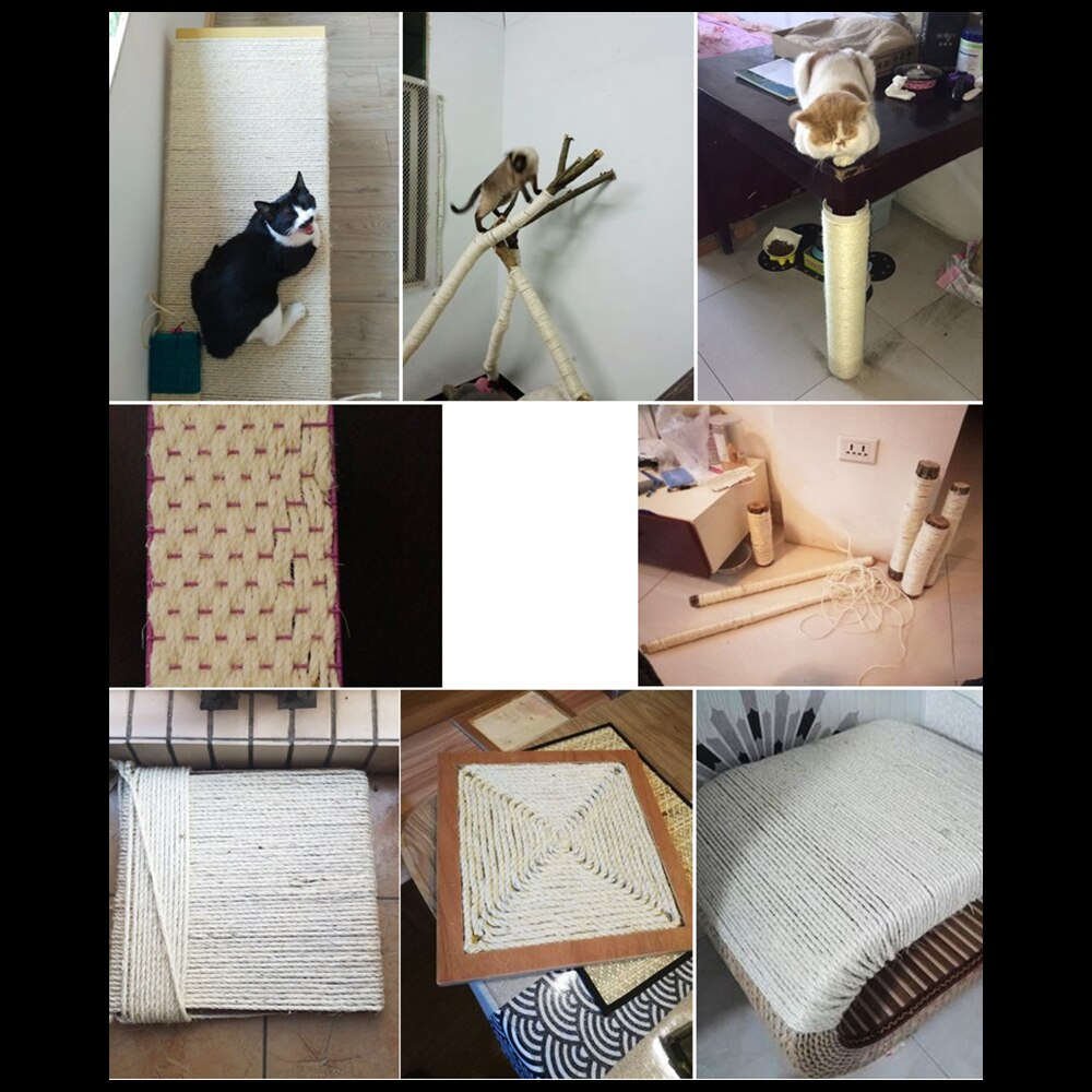 DIY cuerda de Sisal para postes de rascado de gato 4mm/6mm/8mm/10mm al por mayor juguetes para mascotas gato rascado de gato pequeño Juguetes