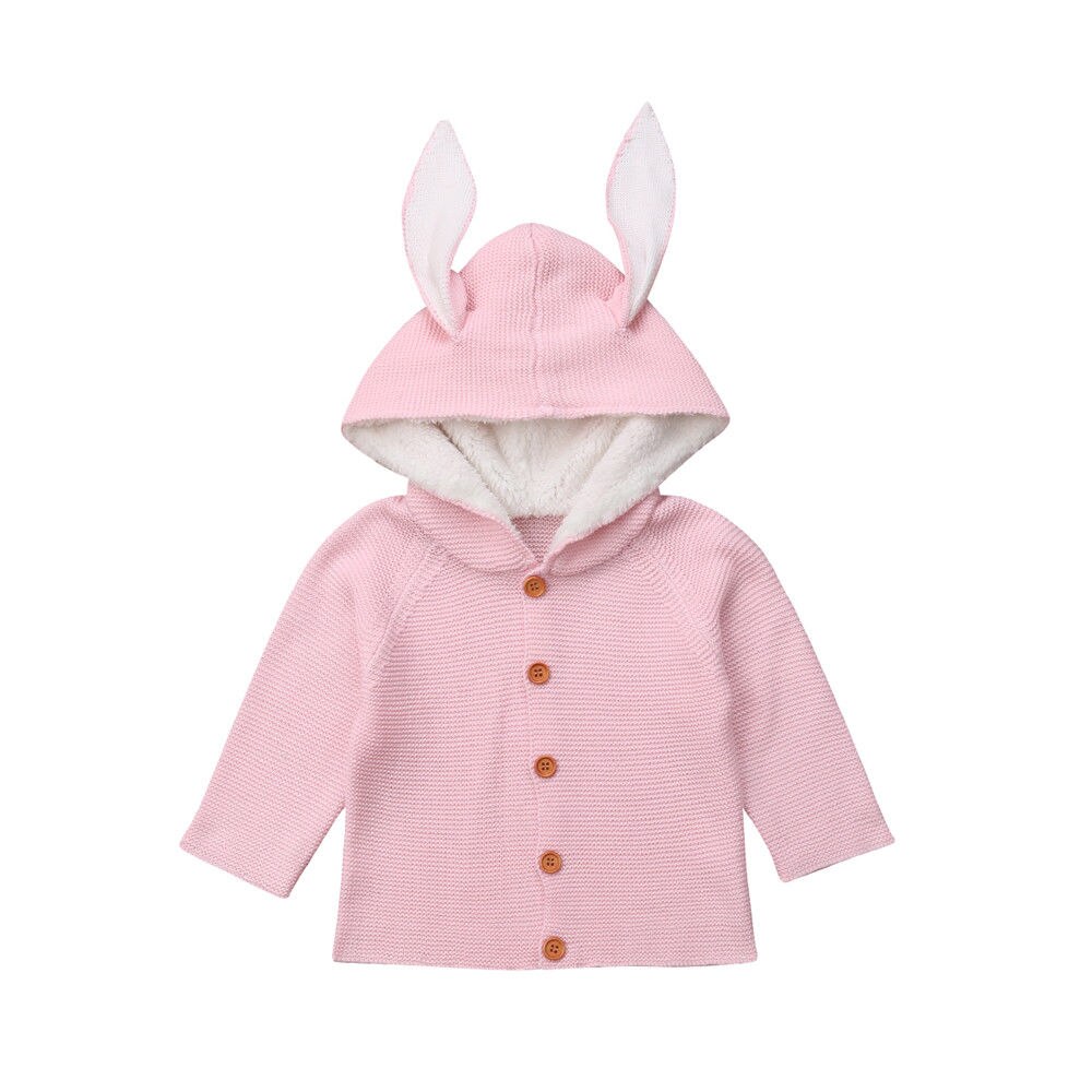 Baby Warm Knitted Hooded Coat Button Outerwear Boy Girl Snowsuit Toddler Jacket