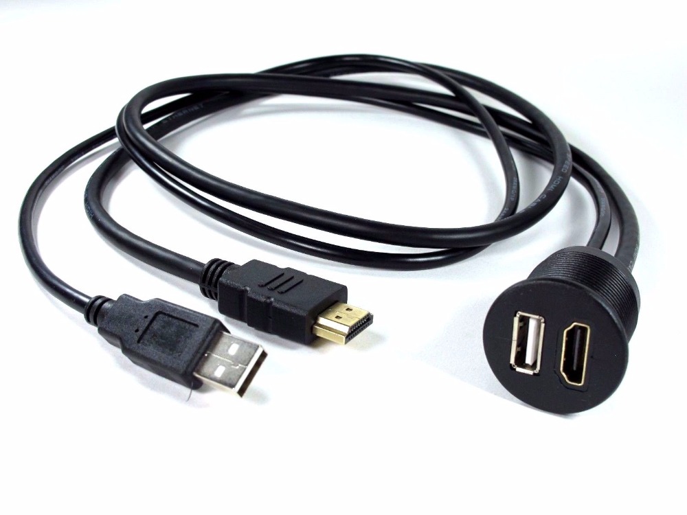 Auto bil instrumentbräda infälld usb 2.0 & hdmi uttag förlängningsledning panel kabel