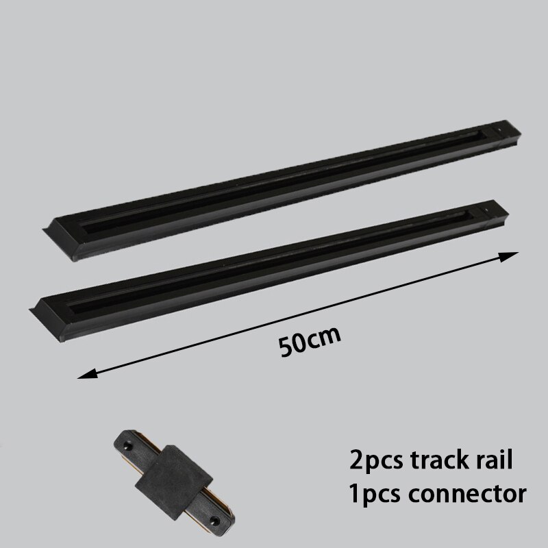 Black/white 0.5M 1M Led Track Rail 220V Aluminum Led Track Light Rails Straight/L Shape Connectors for Track Rail Spotlight: 2pcs 0.5m track