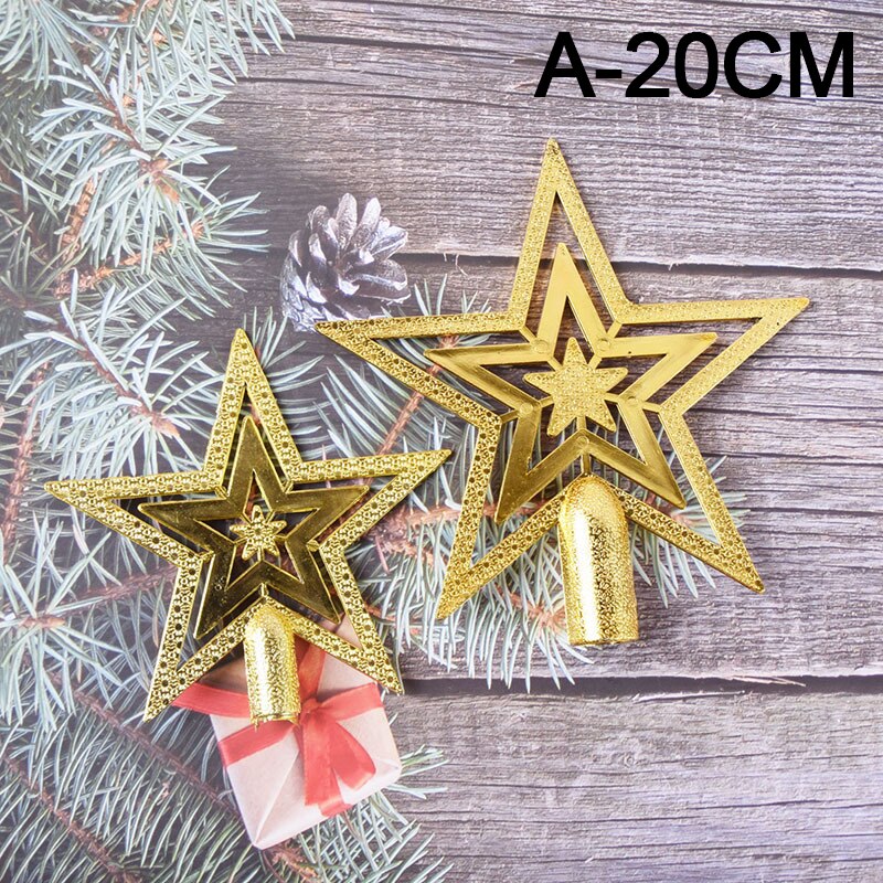 1pc Gold Silver Red Star Christmas Tree Top Star 3D Five-point Star Christmas Home Table Topper Xmas Decoration Merry Christmas: A-20cm1pc