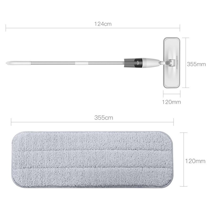 350ML Deerma Spray Mop 360 Rotating Handheld Water Spray Mop Cleaning Sweeper Mopping Dust Cleaner Carbon Fiber Cloth Fregona