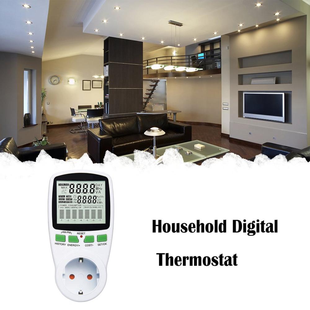 Digital LCD Energy Meter Wattmeter Wattage Electricity Kwh Power Meter EU French US UK AU Measuring Outlet Power Analyzer